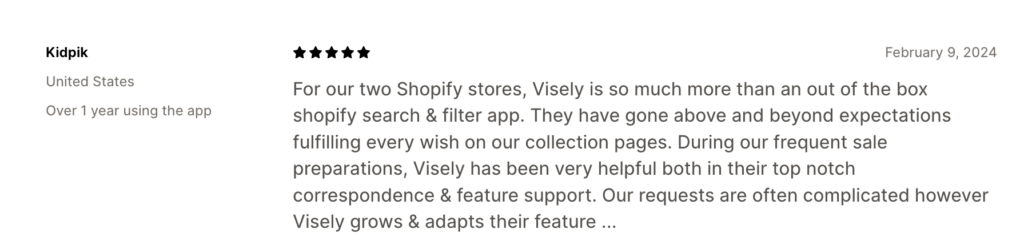 Visely Shopify-Bewertungen