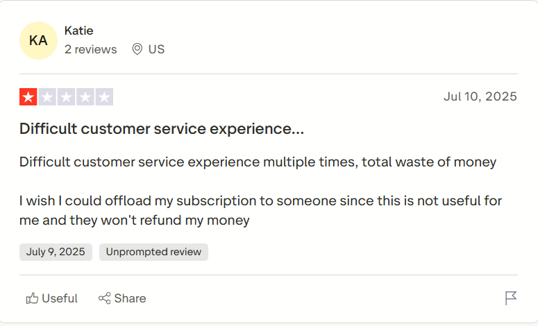 Jasper was reported to provide poor customer service