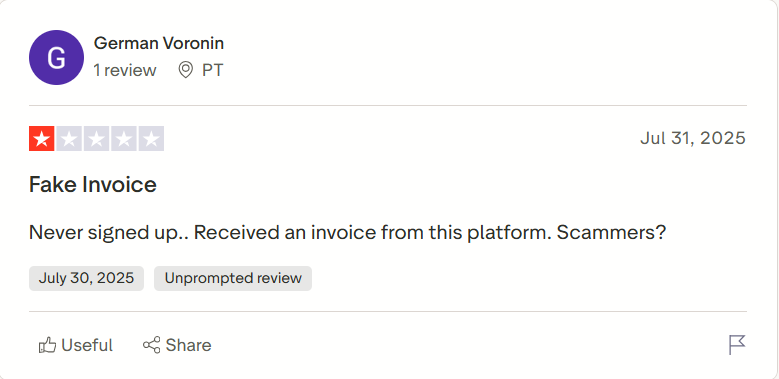 Pencil was reported to have sent invoices to people who have never signed up