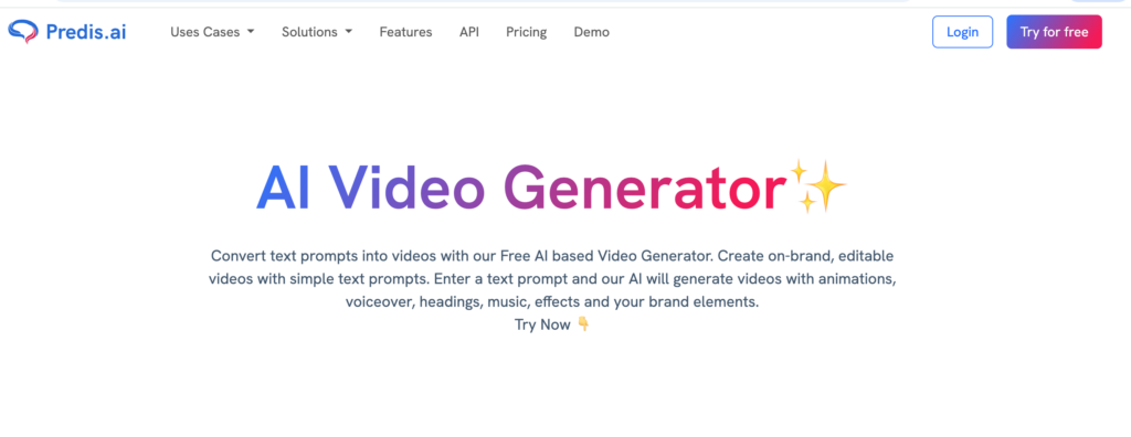 predis.ai strumento per scrivere prompt per qualsiasi generatore di video AI