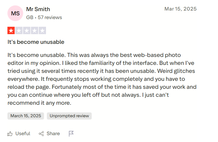 Users reporting that the platform is glitchy and stops working altogether at times
