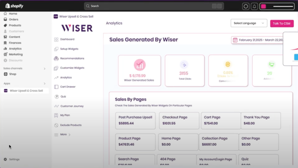 Ferramenta Wiser .ai Shopify