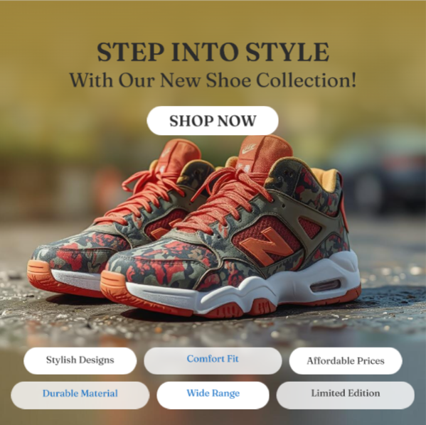 A social media post of an ecommerce platform publishing a post about their shoes