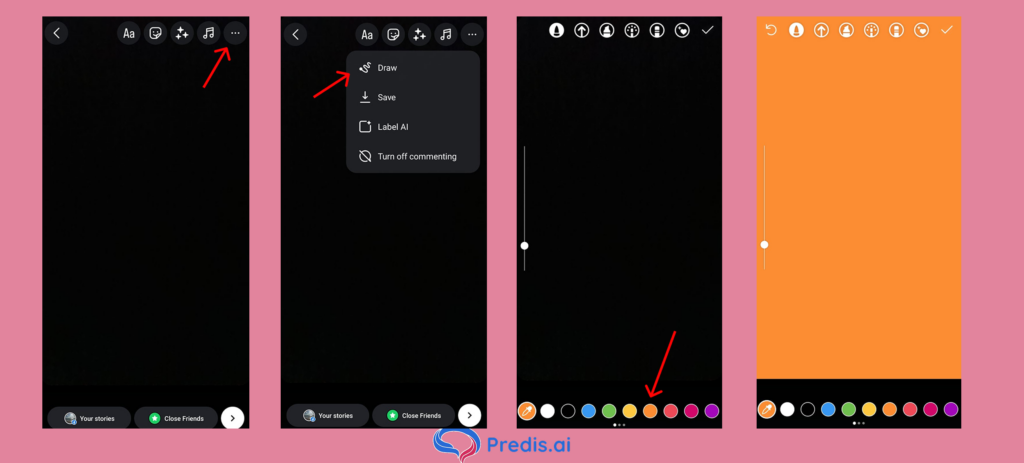 Change the background image of an Instagram story into a solid color