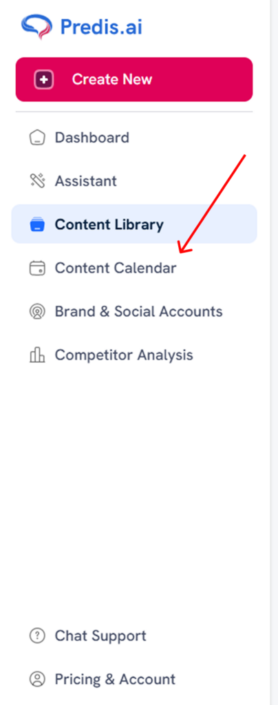 Accessing the content calendar with Predis AI