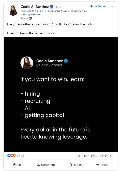 Exhibiting the uniform writing style of a creator on LinkedIn