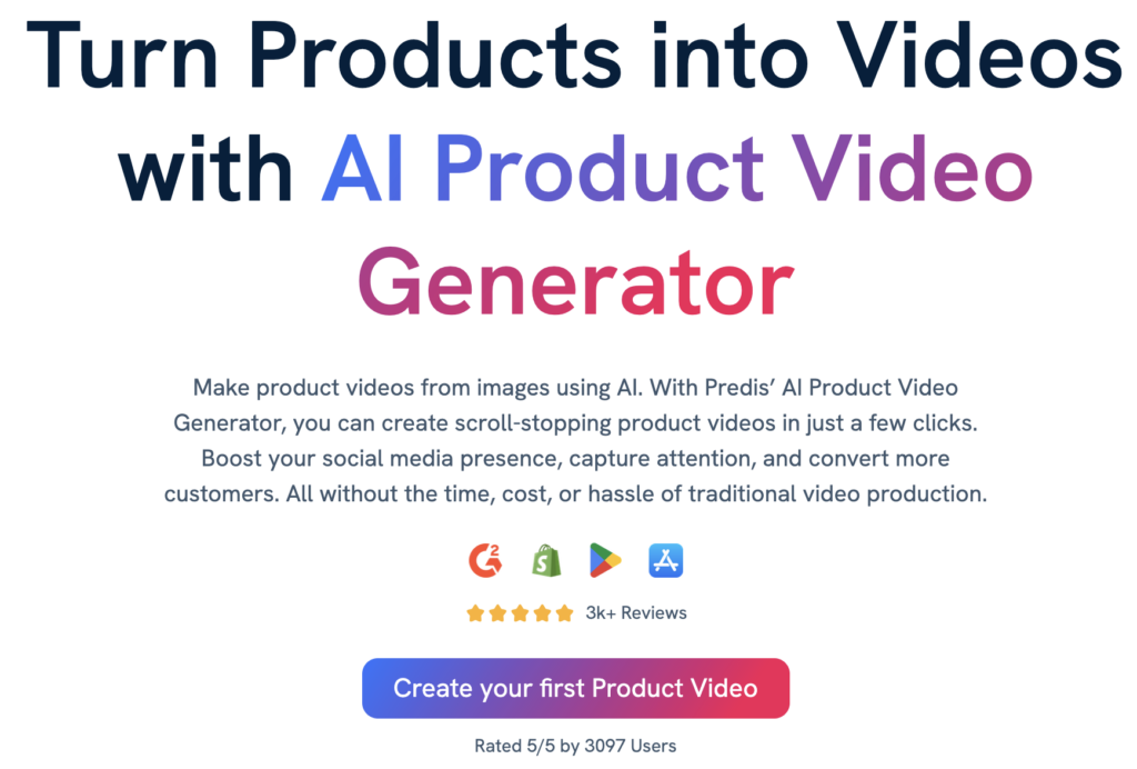 predis ai γεννήτρια βίντεο προϊόντων
