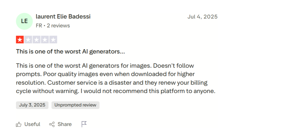 Negative review of ImagineArt Video Generator