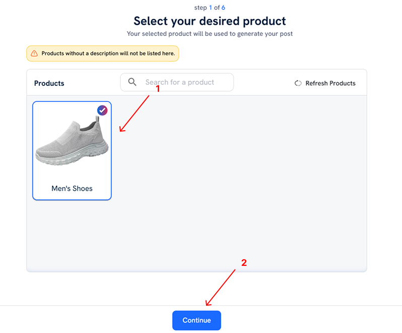 Choosing the product to make an ad