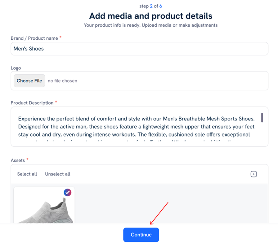 Add media and product details to make the ad