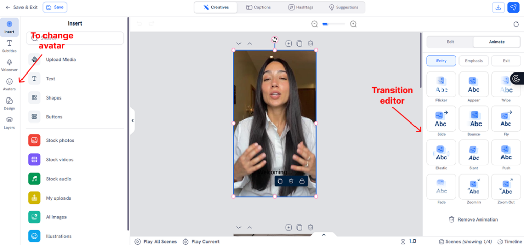 Predis AI's video editor