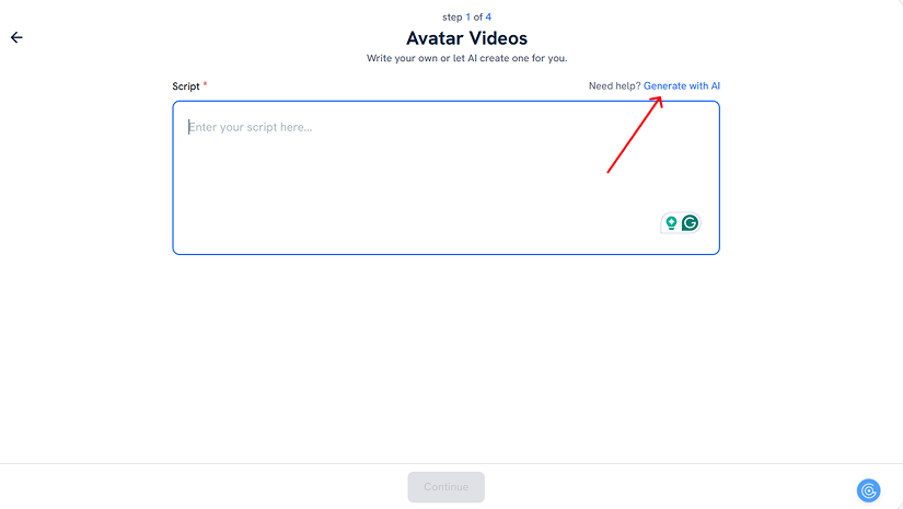 Creating avatar video script with the help of Predis AI's script generator