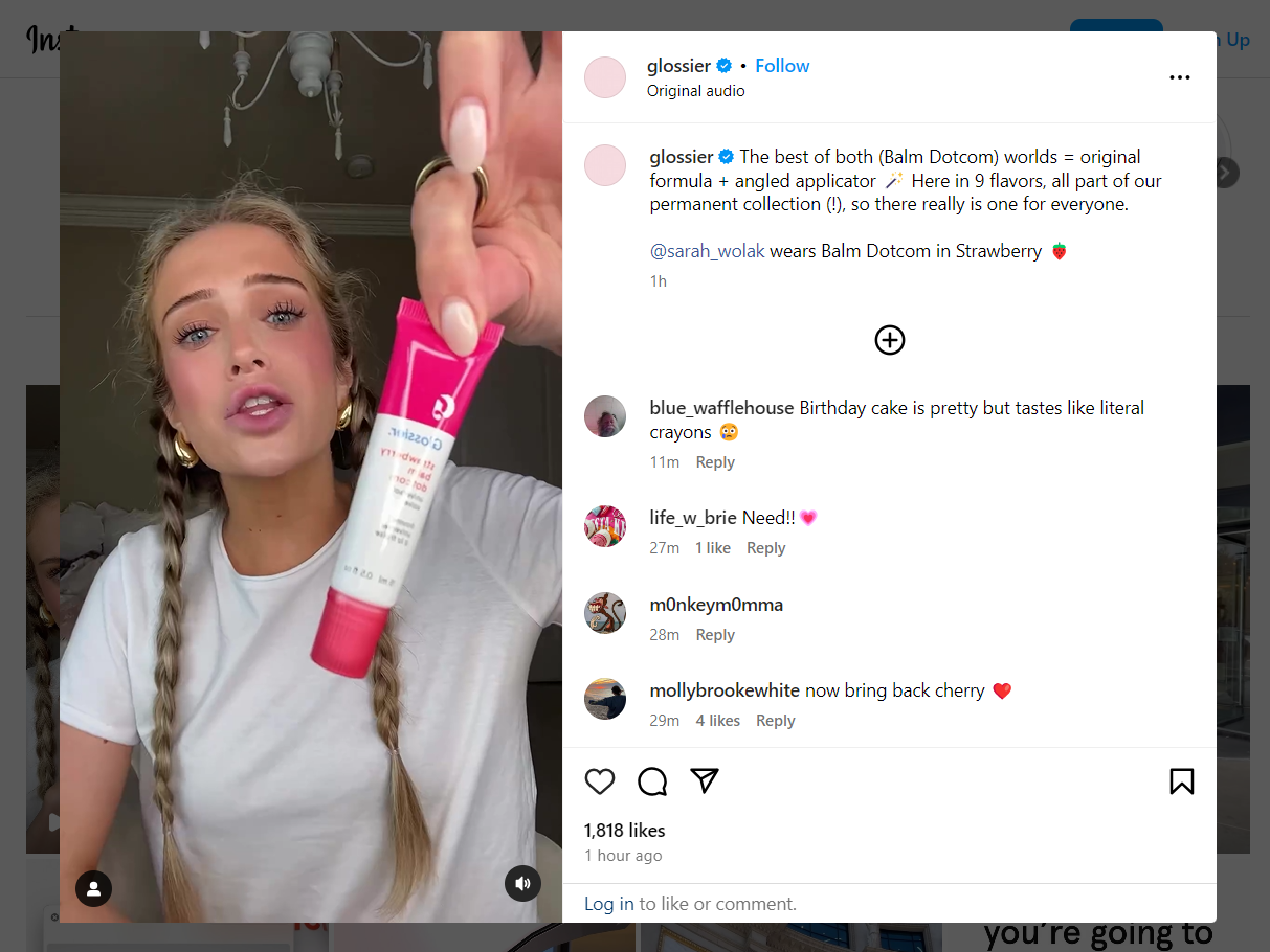 An Instagram reel by Glossier