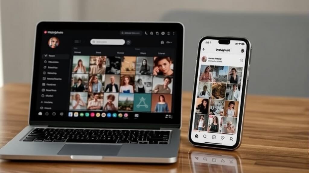 Instagram posts scheduled on a mobile and laptop