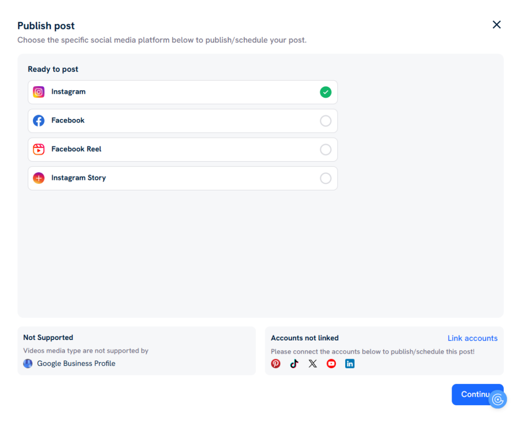 Scheduling for a particular social media platform with Predis AI