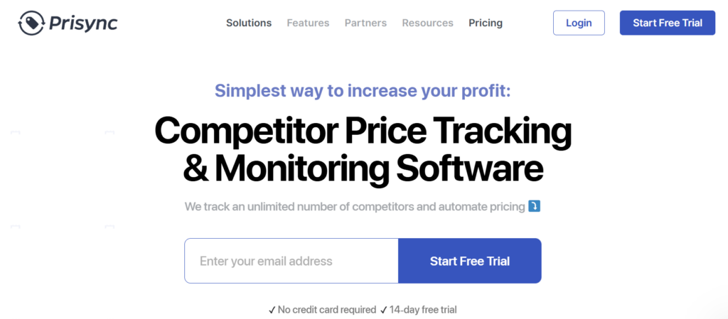 Dashboard of Prisync