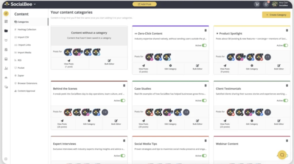 Socialbee - i migliori pianificatori di cuntenutu di Facebook