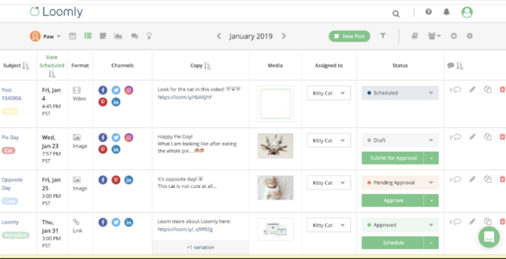 Loomly - i migliori Pianificatori di Contenutu di Facebook