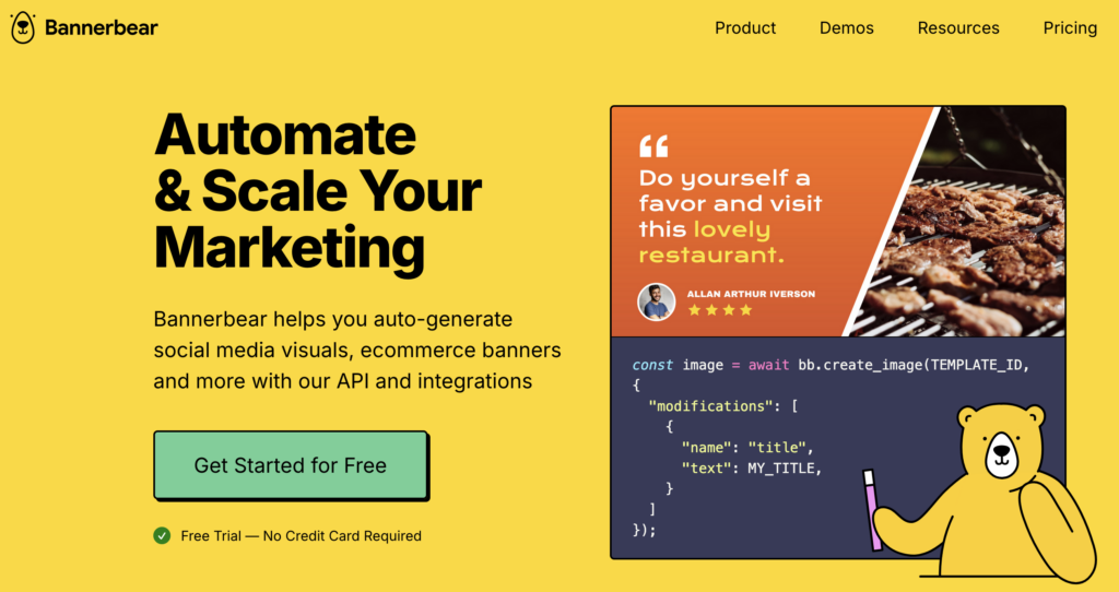 bannerbear mērinstrumentu panelis