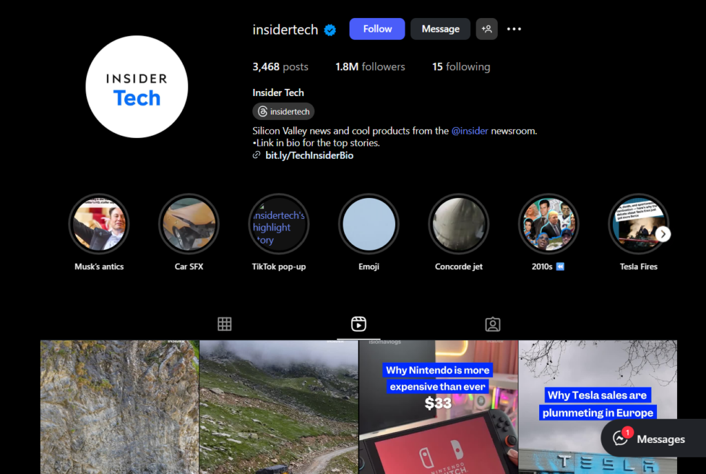 Insider tech Instagram page