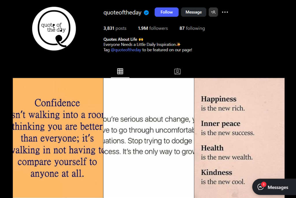 Quote of the day Instagram page