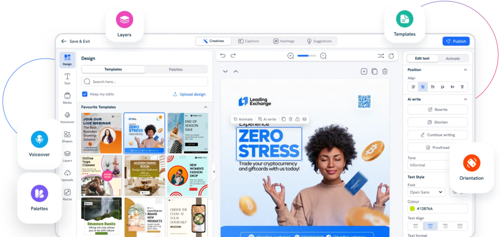 Predis.ai dashboard showcasing it's all-in-one capabilities. 
