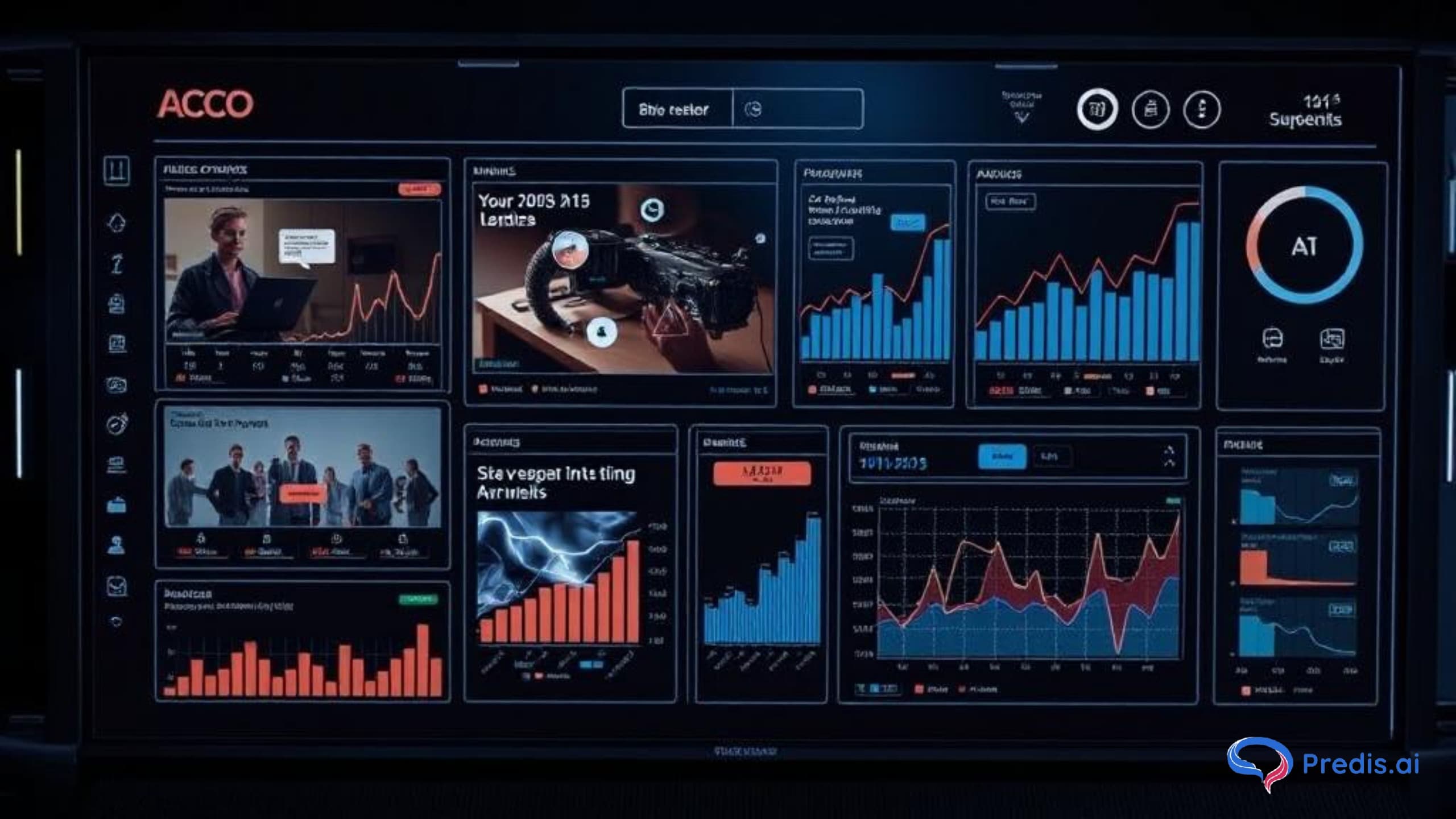digital dashboard displaying multiple ad creatives being optimized in real time for Dynamic Creative Optimization (DCO) marketing