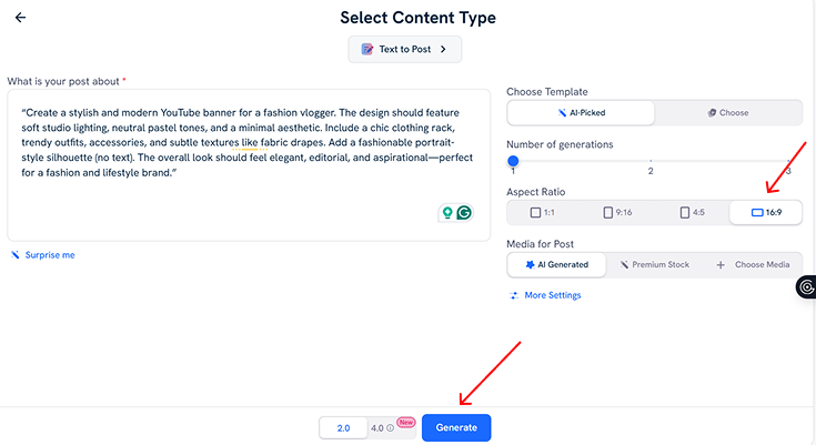 Making a YouTube banner image with a prompt