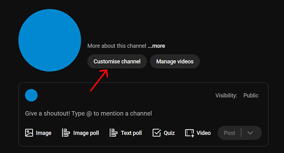 Customising a channel and uploading banner