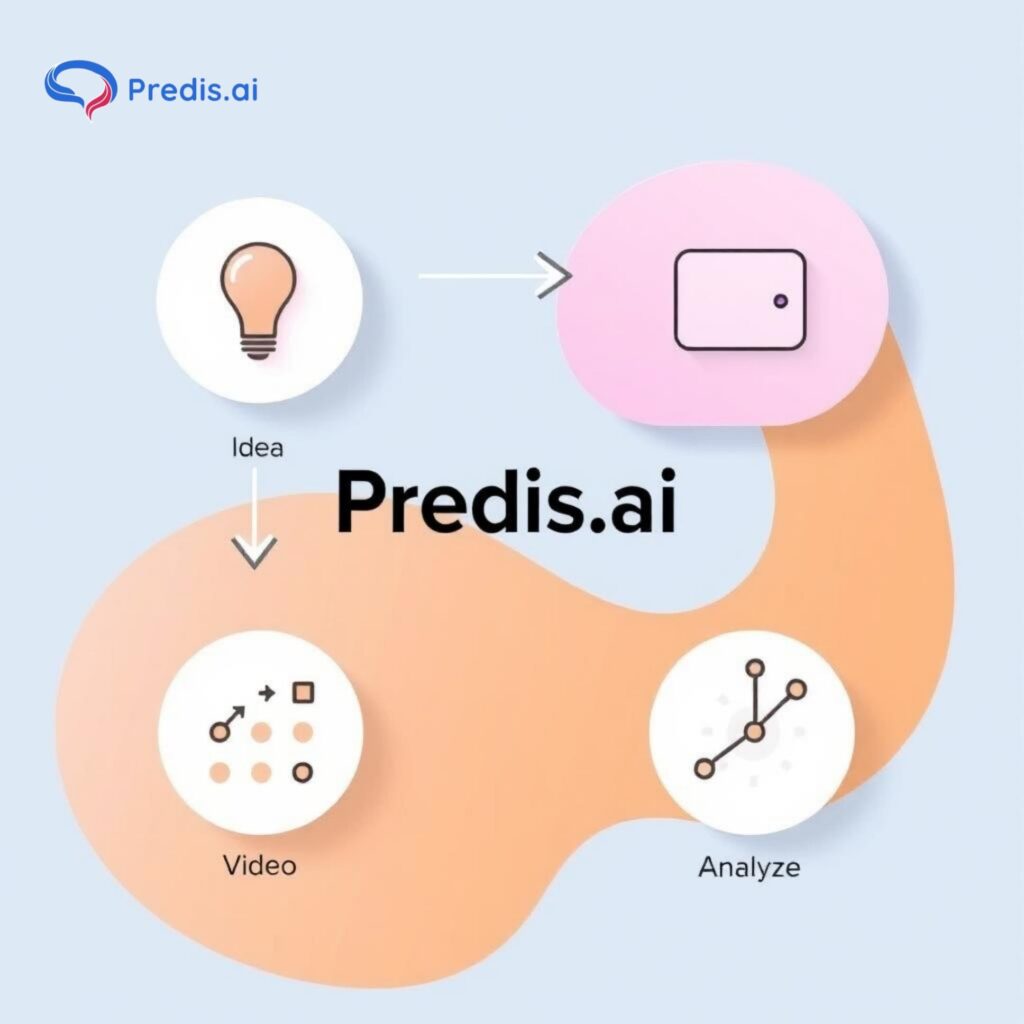 Infographic showing Predis AI tools for YouTube