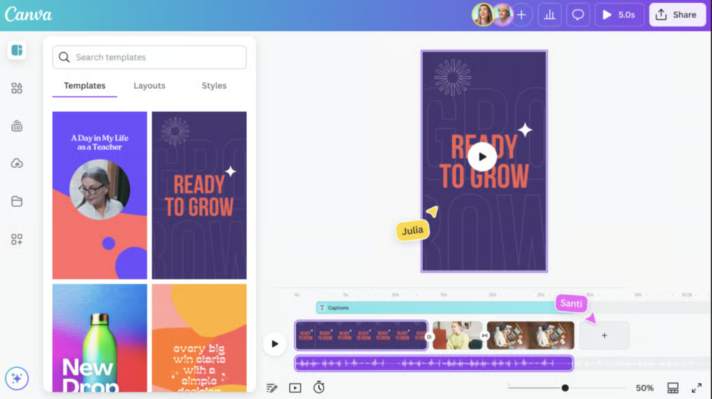 2. Canva - Mea hana hoʻolālā hilinaʻi no nā kiʻi Instagram kumu
