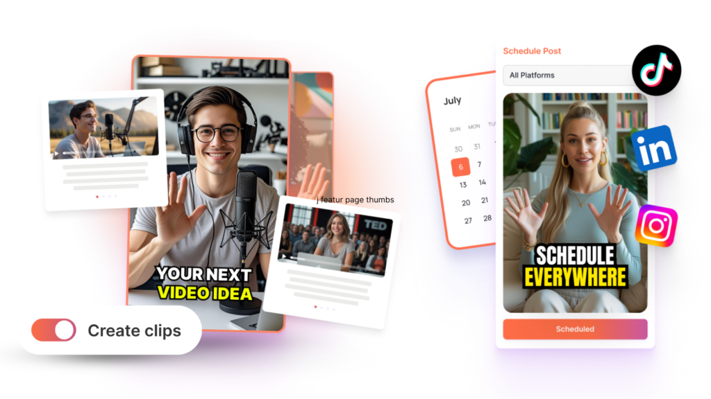 Taaja.ai showing how they can schedule and re purpose content.