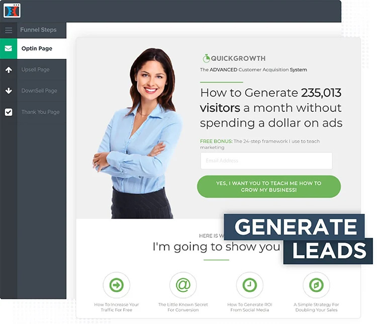 ClickFunnels used to build landing pages and capture leads