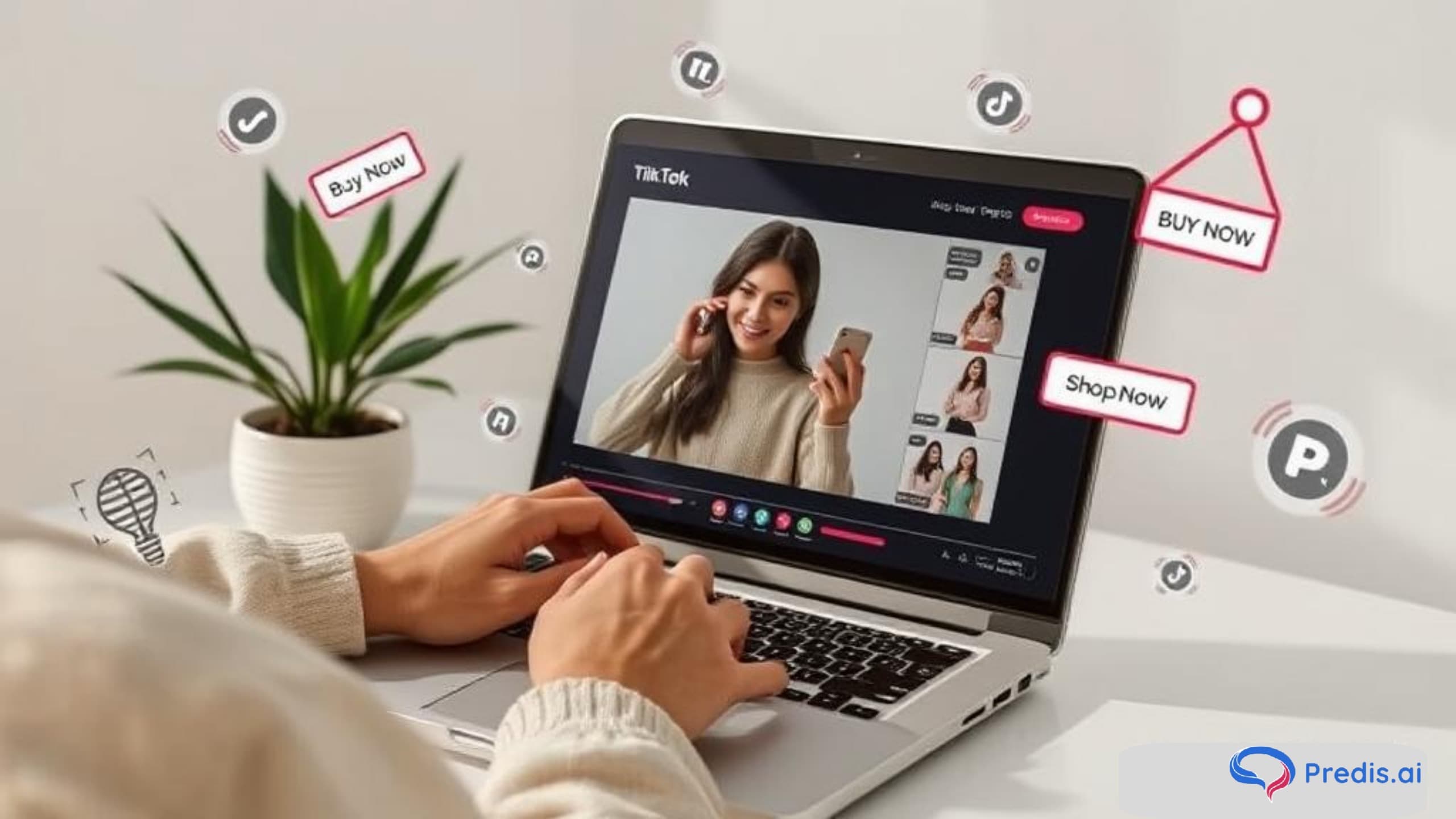 digital marketer creating a TikTok video on their laptop