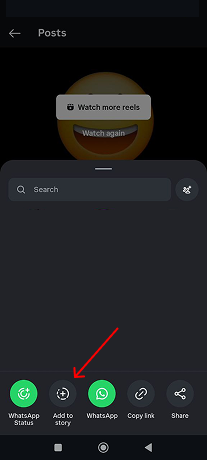Adding an Instagram reel to a story