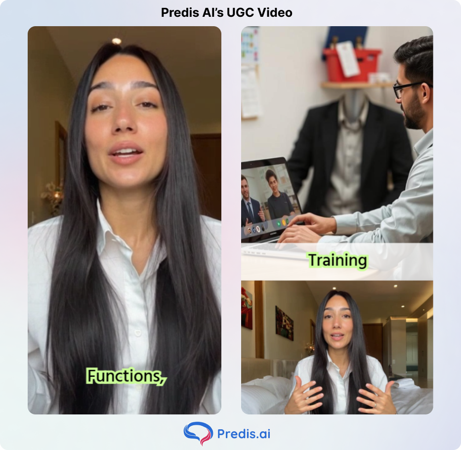 Sample AI avatar video generated by Predis AI