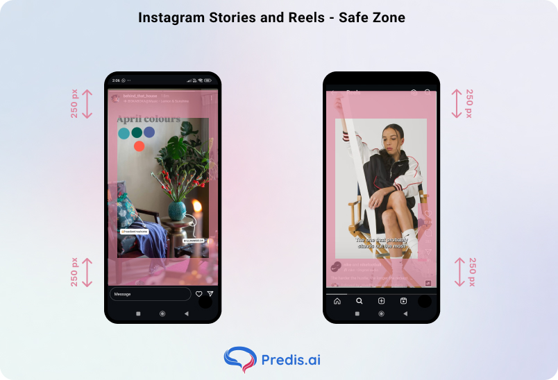 Instagram stories and reels safe zone - graphic representation