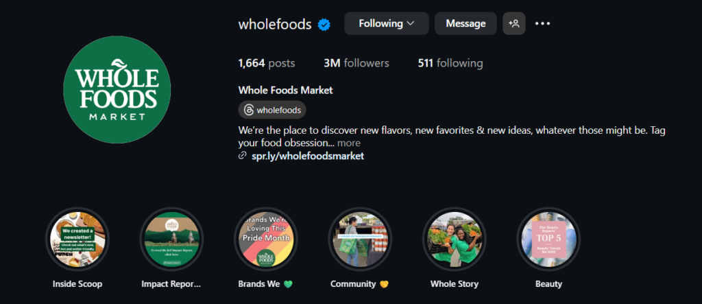 Whole foods highlights section