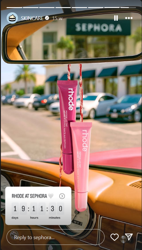 Sephora's Instagram story ad using the countdown sticker