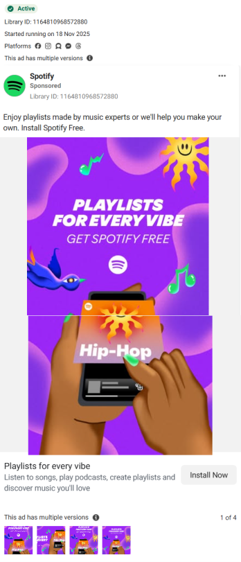 Ad details that you can obtain from Facebook ad library