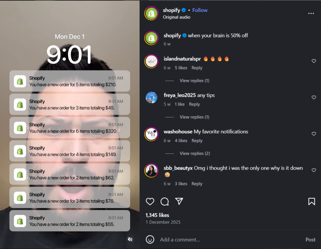 Social proof and testimonial appeal exhibited by Shopify