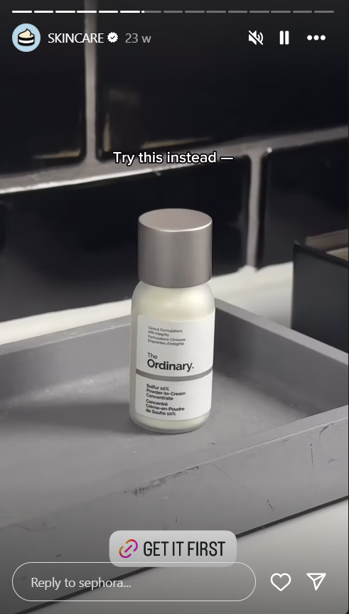 Skincare recommendation by a UGC creator for Sephora