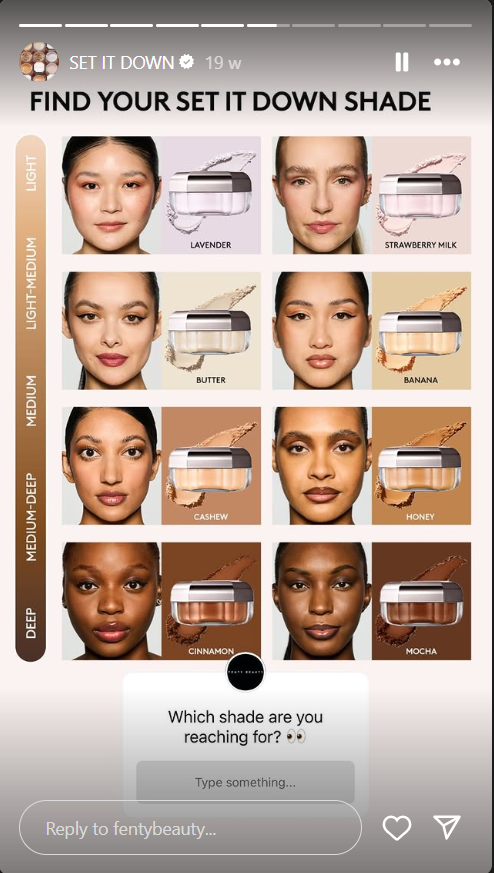 Fenty beauty being all shade inclusive