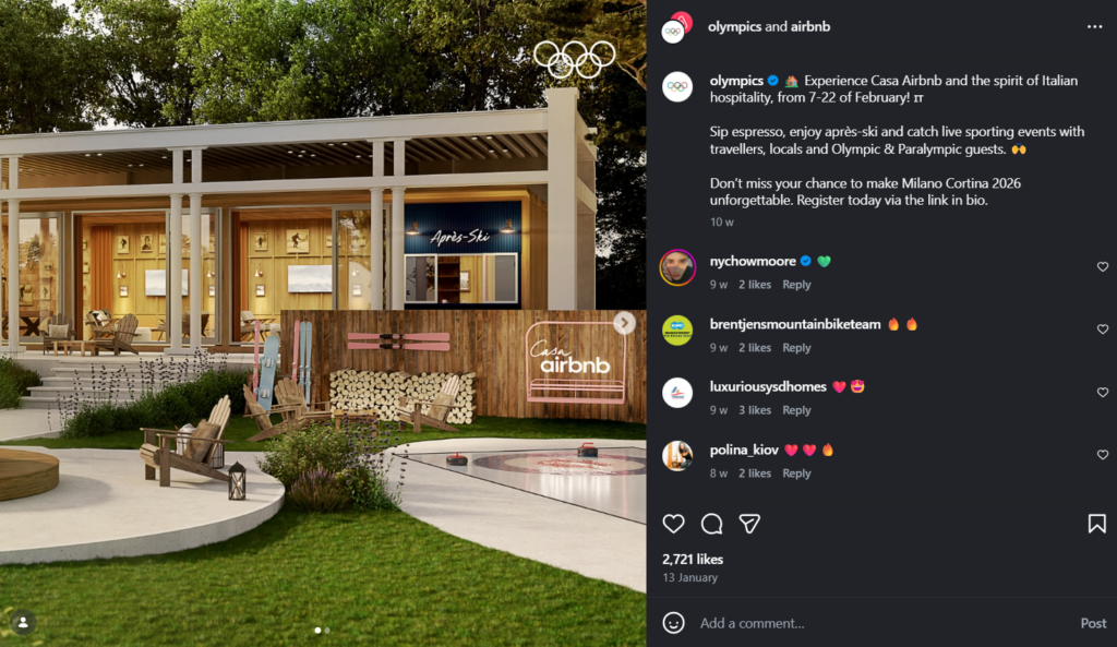 Airbnb's Instagram post