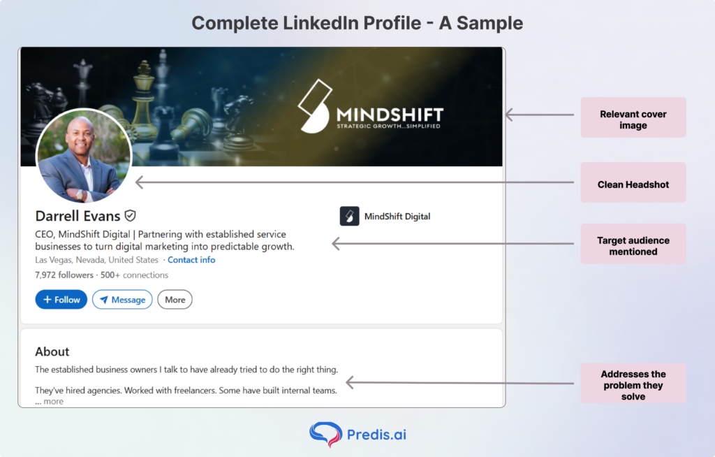 Profilo biografico ottimizzato per LinkedIn