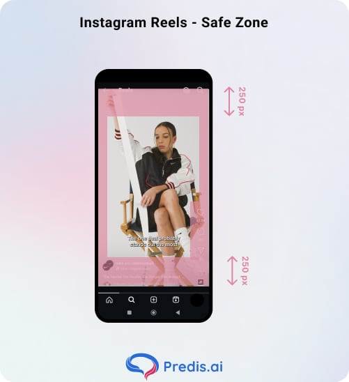 Instagram reels safe zone an illustration by Predis AI