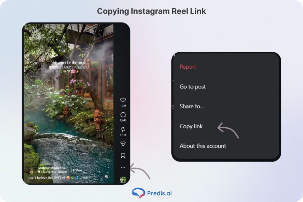 Copying Instagram Reel link