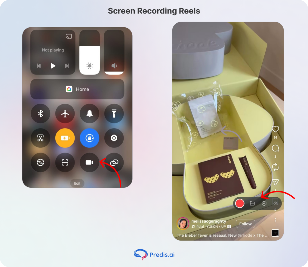 Screen recording Instagram reels