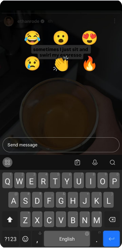 Quick reactions option in Instagram