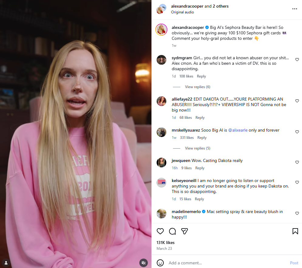 Sephora's emoji usage on Instagram